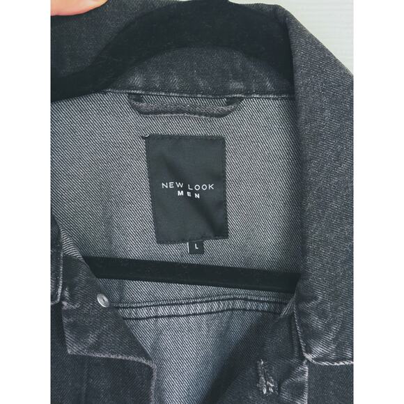 New Look Men’s Black Denim Jean Jacket Large Edgy Street Style Skater Capsule - Picture 4 of 9